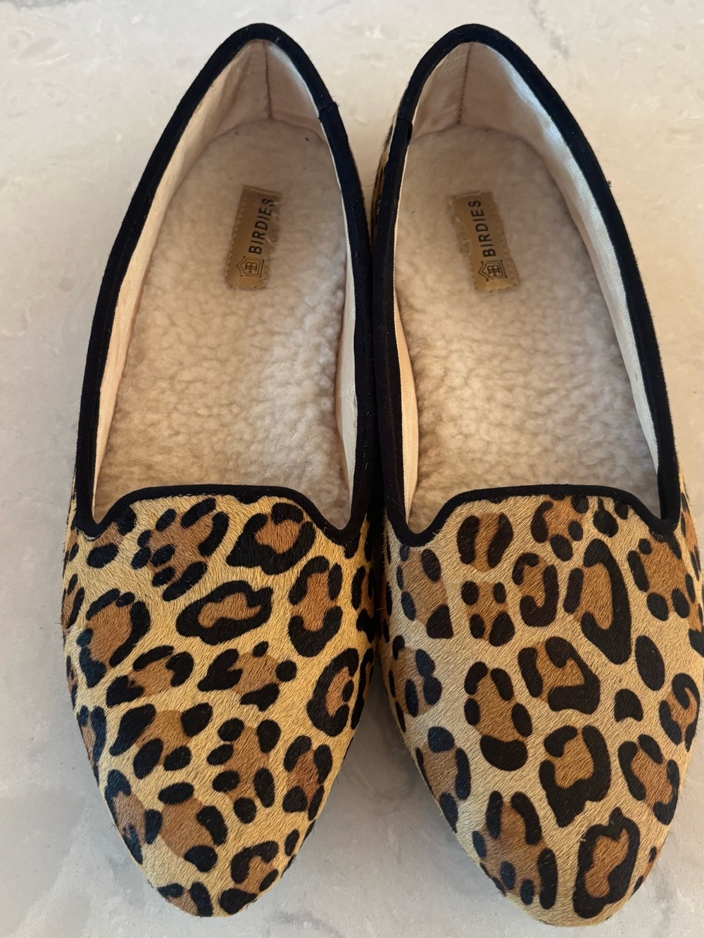 Birdies The Starling Leopard Print Fleece Lined Flats Size 7
